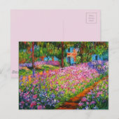 Monet Iris Garden-ontwerp met roze achtergrond Briefkaart (Voorkant / Achterkant)