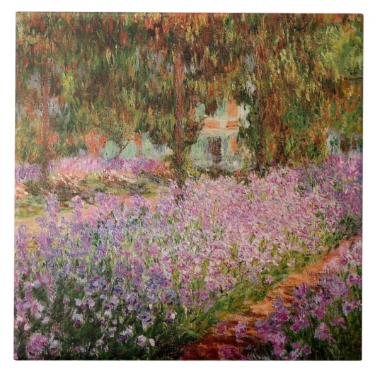 Monet - Irises in de tuin van Monet Tegeltje (Voorkant)