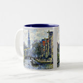 Monet: Kanaal in Amsterdam Tweekleurige Koffiemok (Voorkant links)