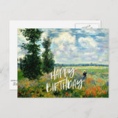 Monet - Klaprozenveld, Argenteuil, verjaardagsgroe Briefkaart (Voorkant / Achterkant)