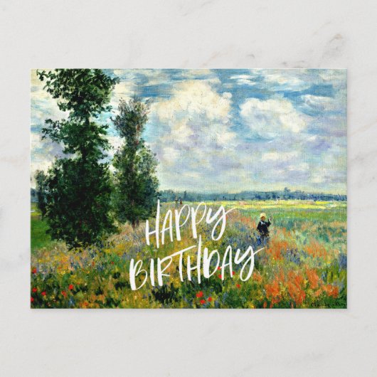 Monet - Klaprozenveld, Argenteuil, verjaardagsgroe Briefkaart (Voorkant)