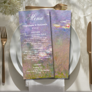 Monet Kunst Waterlelies Vijver Pastel Paarse Bruil Menu