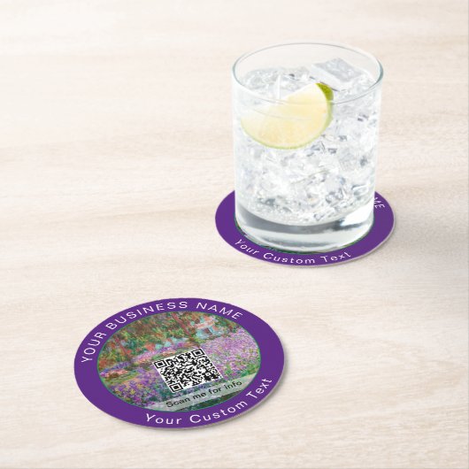 Monet - Kunstentuin in Giverny - QR-code Ronde Kartonnen Onderzetter (Insitu)