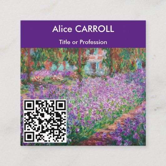 Monet - Kunstentuin in Giverny - QR-code Vierkante Visitekaartje (Voorkant)