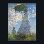 Monet La Promenade Femme avec carte postale Paraso<br><div class="desc">Claude Monet La Femme Promenade avec une carte postale Parasol. Peinture à l'huile sur toile de 1875. L'une des oeuvres les plus charmantes de Monet, The Promenade, présente une jeune femme et un enfant debout dans un champ au-dessus de fleurs sauvages jaunes. La femme tient un parasol vert et bleu...</div>