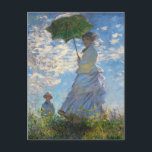 Monet La Promenade Femme avec carte postale Paraso<br><div class="desc">Claude Monet La Femme Promenade avec une carte postale Parasol. Peinture à l'huile sur toile de 1875. L'une des oeuvres les plus charmantes de Monet, The Promenade, présente une jeune femme et un enfant debout dans un champ au-dessus de fleurs sauvages jaunes. La femme tient un parasol vert et bleu...</div>