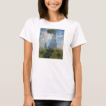 Monet La Promenade Femme avec un T-shirt Parasol<br><div class="desc">Claude Monet La Femme Promenade avec un t-shirt Parasol. Peinture à l'huile sur toile de 1875. L'une des oeuvres les plus charmantes de Monet, The Promenade, présente une jeune femme et un enfant debout dans un champ au-dessus de fleurs sauvages jaunes. La femme tient un parasol vert et bleu tandis...</div>