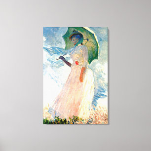 Monet Lady met Parasol Canvas Afdruk