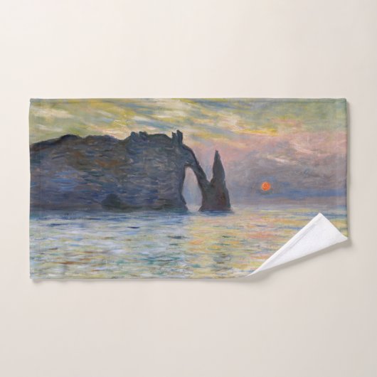 Monet - Le Manneport, Falaise à Etretat, coucher d (Serviette à main)