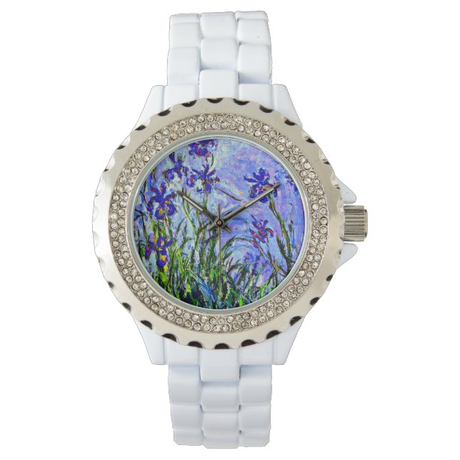 Monet - Lila Irises Horloge (Voorkant)