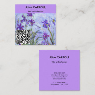Monet - Lila Irises / Iris Mauves - QR-code Vierkante Visitekaartje
