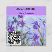 Monet - Lila Irises / Iris Mauves - QR-code Vierkante Visitekaartje (Voorkant)