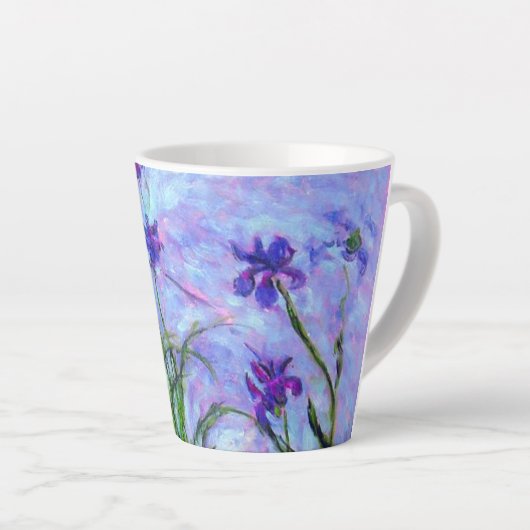 Monet Lila Irises Latte Mok (Rechterhoek)