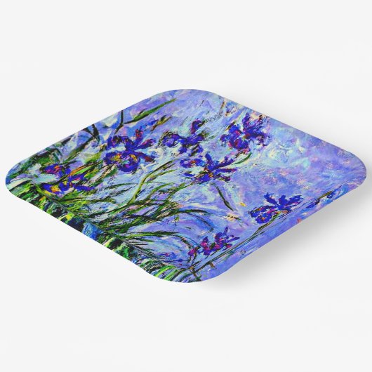 Monet - Lila Irises Papieren Bordje (Gebogen)