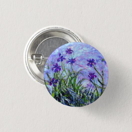Monet Lila Irises Ronde Button 3,2 Cm (Voorkant /achterkant)