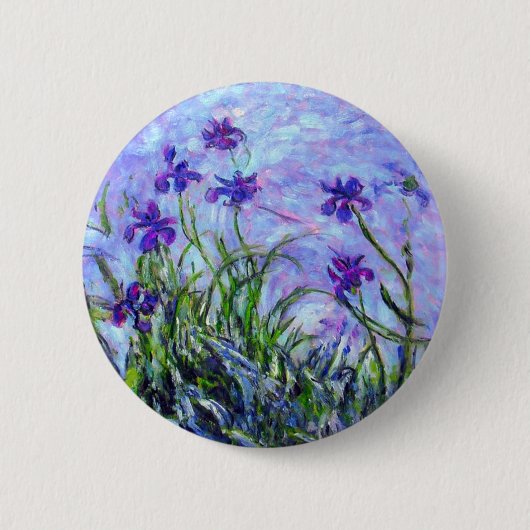 Monet Lila Irises Ronde Button 5,7 Cm (Voorkant)