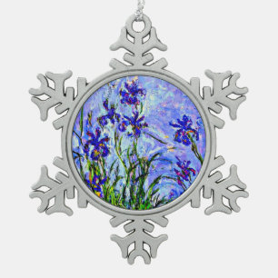 Monet - Lila Irises, Tin Sneeuwvlok Ornament
