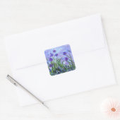 Monet Lila Irises Vierkante Sticker (Envelop)