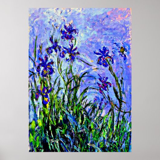 Monet - Lilacs en Irises Poster (Voorkant)