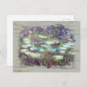 ** Monet Lily Pads Pond Old Gold Handwriting AR23 Briefkaart (Voorkant / Achterkant)