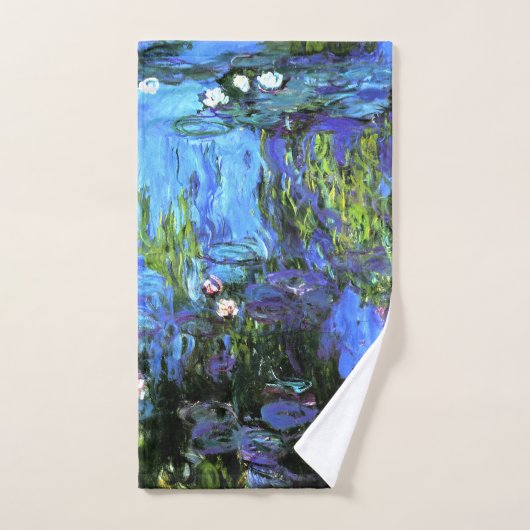 Monet - Lys d'eau, Indigo bleu (Serviette à main)