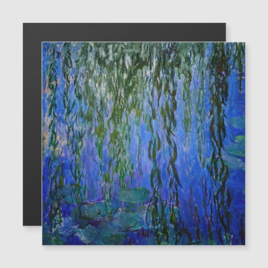 Monet - Lys d'eau pleurant saule Carte magnétique (Devant / Derrière)