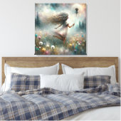 Monet meisje met paardenbloem canvas afdruk (Insitu (Slaapkamer))