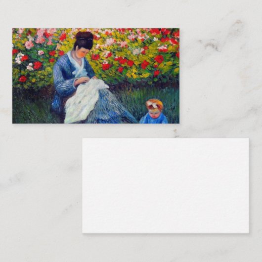 Monet moeder en kind in de tuin informatiekaartje (Voorkant / Achterkant)