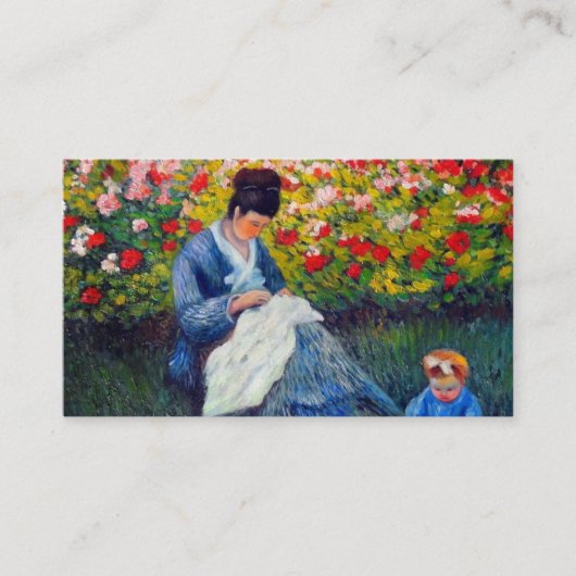 Monet moeder en kind in de tuin informatiekaartje (Voorkant)