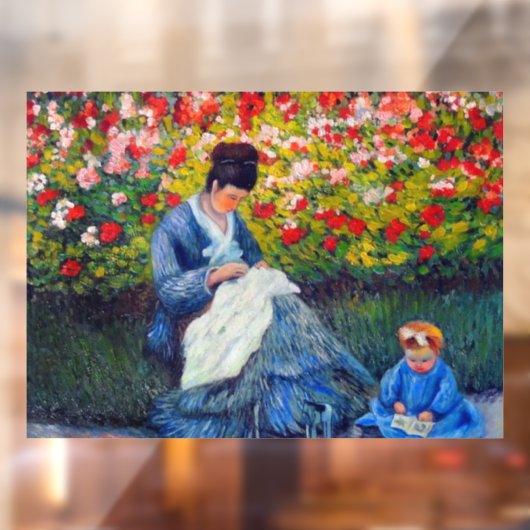 Monet moeder en kind in de tuin raamsticker (Vel 2)