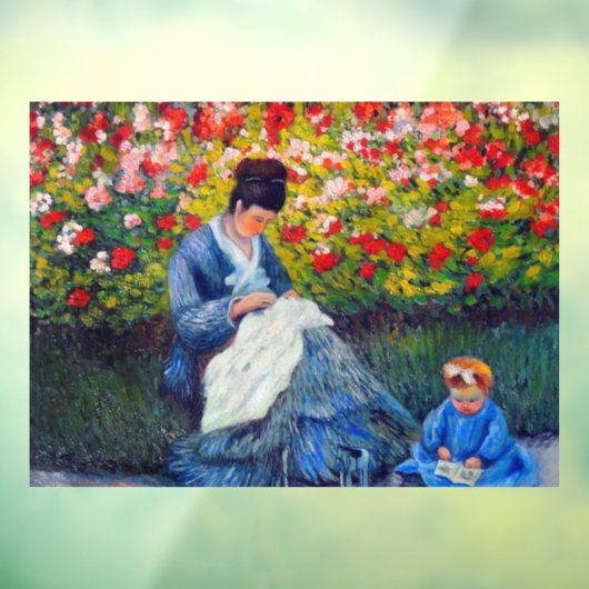 Monet moeder en kind in de tuin raamsticker (Vel 3)