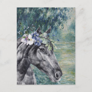 Monet Morning Seine en Black Horse Briefkaart
