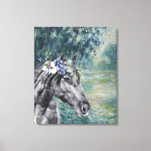 Monet Morning Seine en Black Horse Compilation Canvas Afdruk