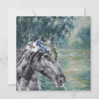 Monet Morning Seine en Black Horse Wenskaart