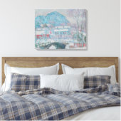Monet - Noorwegen, het dorp Sandviken in de sneeuw Canvas Afdruk (Insitu (Slaapkamer))