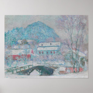 Monet - Noorwegen, het dorp Sandviken in de sneeuw Poster
