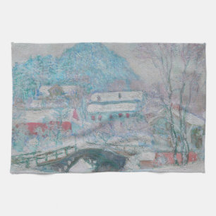Monet - Noorwegen, het dorp Sandviken in de sneeuw Theedoek