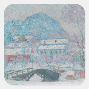 Monet - Noorwegen, het dorp Sandviken in de sneeuw Vierkante Sticker