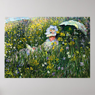 Monet - Op het weiland Poster