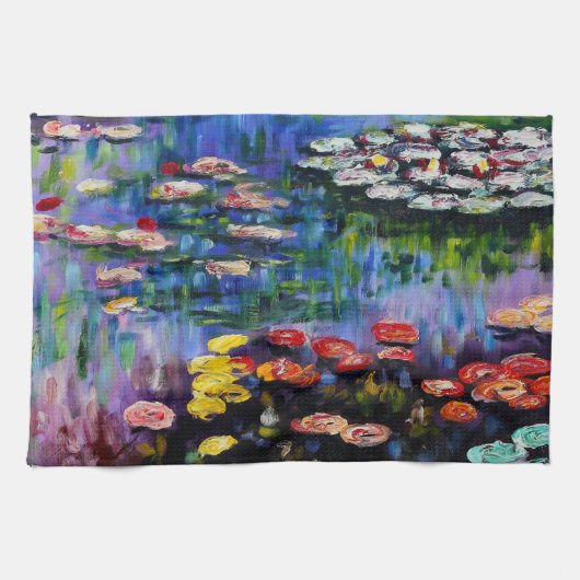 Monet Paars water Lilies Kitchen Towel Theedoek (Horizontaal)