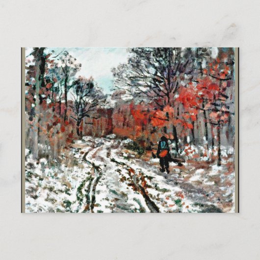 Monet - Pad door het bos, sneeuweffect Briefkaart (Voorkant)