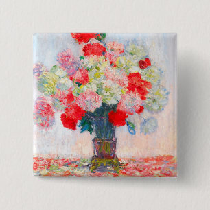 Monet Peonies Vierkante Button 5,1 Cm