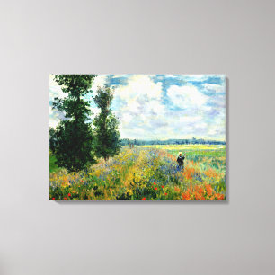 Monet - Poppy Field, Argenteuil Canvas Afdruk