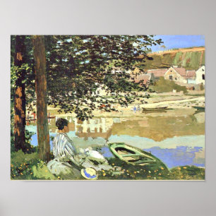 Monet - River Scene in Bennecourt, fijne ar Poster