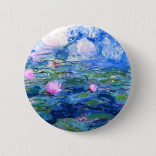 Monet Roze watergelilies Ronde Button 5,7 Cm