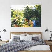 Monet - Rozen in de tuin in Montgeron, Canvas Afdruk (Insitu (Slaapkamer))