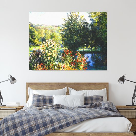 Monet - Rozen in de tuin in Montgeron, Canvas Afdruk (Insitu (Slaapkamer))