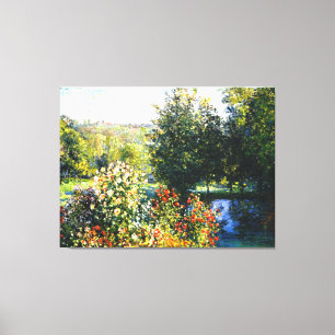 Monet - Rozen in de tuin in Montgeron, fijne kunst Canvas Afdruk