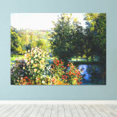 Monet - Rozen in de tuin van Montgeron Canvas Afdruk (Insitu (Houten vloer))