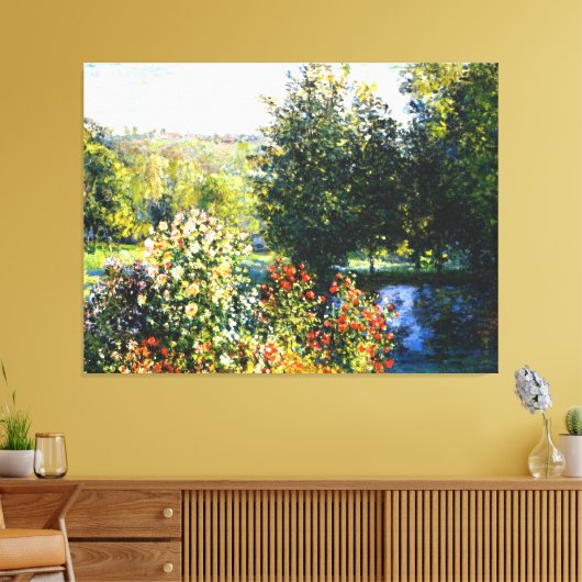 Monet - Rozen in de tuin van Montgeron Canvas Afdruk (Insitu (Woonkamer))